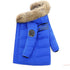 Children Winter Coat Snow Wear Kids Boy Outerwear Big Fur White Duck Down Long Style Zipper Solid Color Boy Jacket